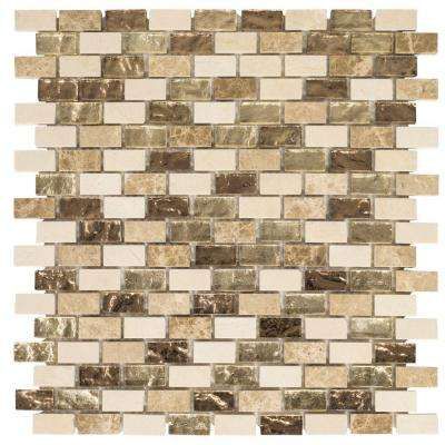 Jeffrey Court Molten Beige/Cream 12 in. x 12 in. x 8 mm Interlocking Glass/Marble Mosaic Tile