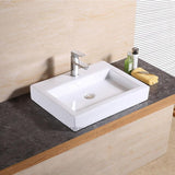 LUXIER Rectangular Bathroom Ceramic Vessel Sink Art Basin in White