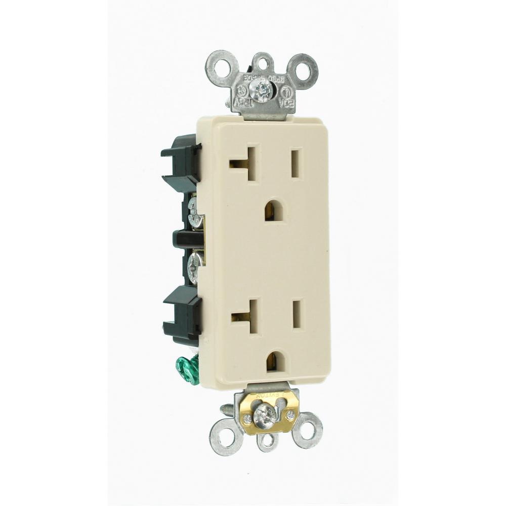 Decora Plus 20 Amp Industrial Grade Duplex Outlet, Light Almond - Super Arbor