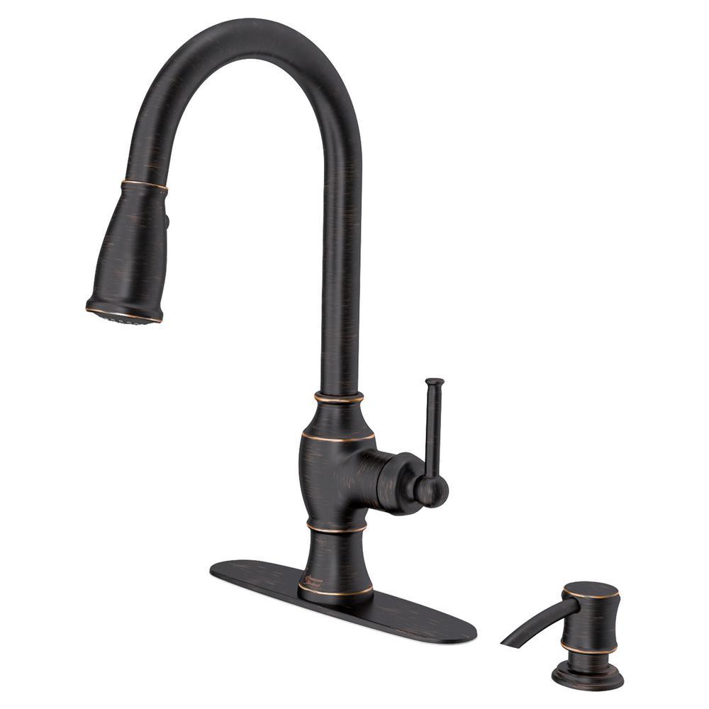 Marchand Single Handle Pull-Down Sprayer Kitchen Faucet in Legacy Bronze - Super Arbor