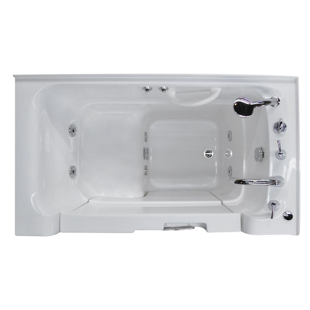 Wheelchair Accessible 53 in. Walk-In Whirlpool Bathtub in White with 1.6 GPF Single Flush Toilet - Super Arbor