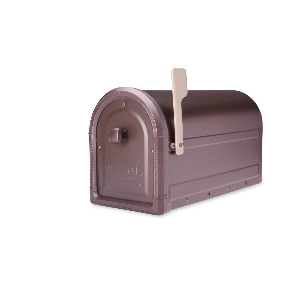 Roxbury Post Mount Mailbox Rubbed Bronze with Premium Cast Aluminum Knob and Champagne Flag - Super Arbor