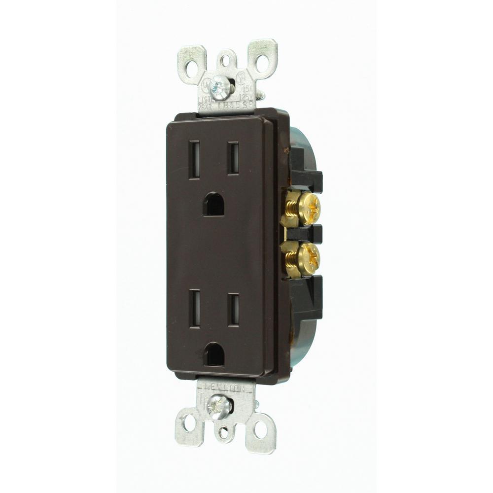 Decora 15 Amp Tamper Resistant Duplex Outlet, Brown - Super Arbor