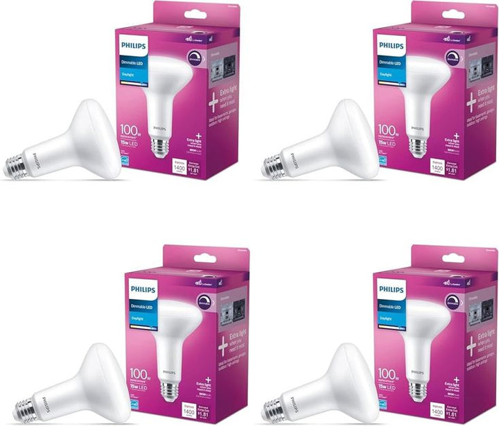 Philips 100-Watt Equivalent BR30 Dimmable Energy Saving LED Light Bulb in Daylight (5000K) (4-Pack)