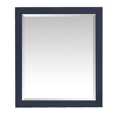 28.00 in. W x 32.00 in. H Framed Rectangular Beveled Edge Bathroom Vanity Mirror in Navy Blue - Super Arbor