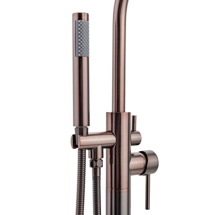 2-Handle 45.47 in. Freestanding Floor Mount Tub Faucet Bathtub Filler with Hand Shower in Brushed Bronze