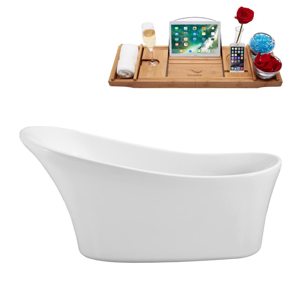 62.6 in. Acrylic Flatbottom Non-Whirlpool Bathtub in White - Super Arbor