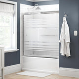 Simplicity 60 in. x 58-1/8 in. Semi-Frameless Traditional Sliding Bathtub Door in Bronze with Mozaic Glass - Super Arbor