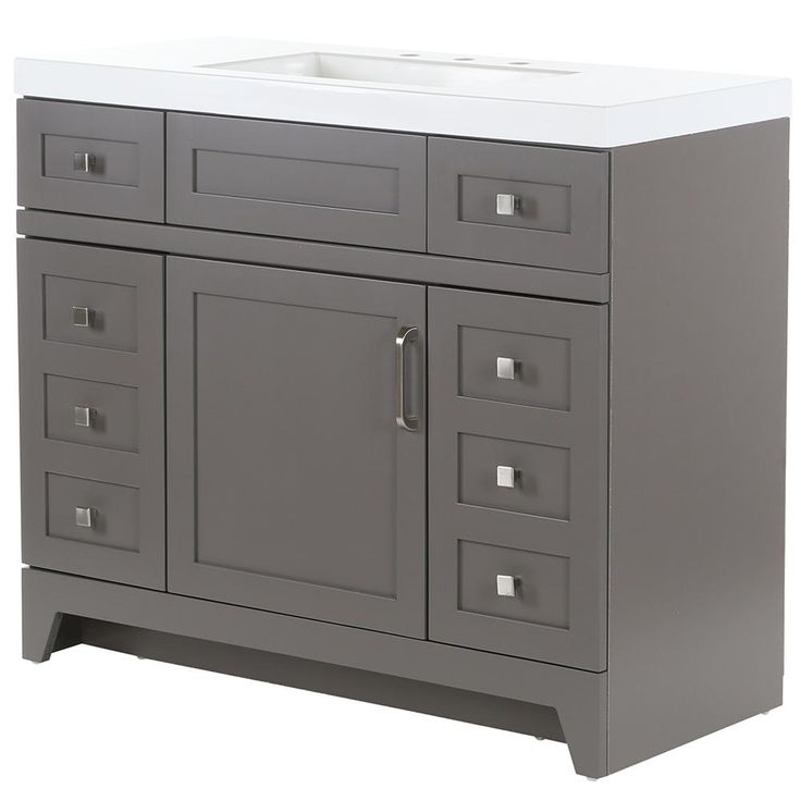 Rosedale 42 in. W x 19 in. D Bath Vanity in Taupe Gray with Cultured Marble Vanity Top in White with White Sink
