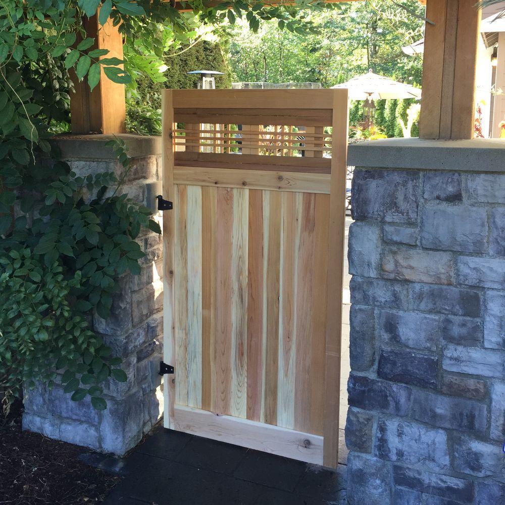 3.5 ft. H W x 6 ft. H H Western Red Cedar Flat Top Horizontal Lattice Fence Gate - Super Arbor