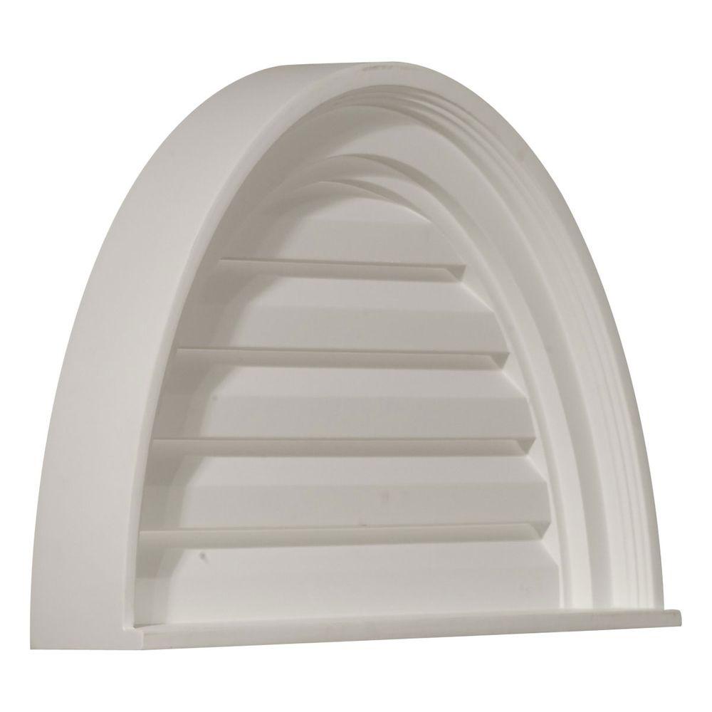 24 in in. x 12 in. Half Round Primed Polyurethane Paintable Gable Louver Vent - Super Arbor
