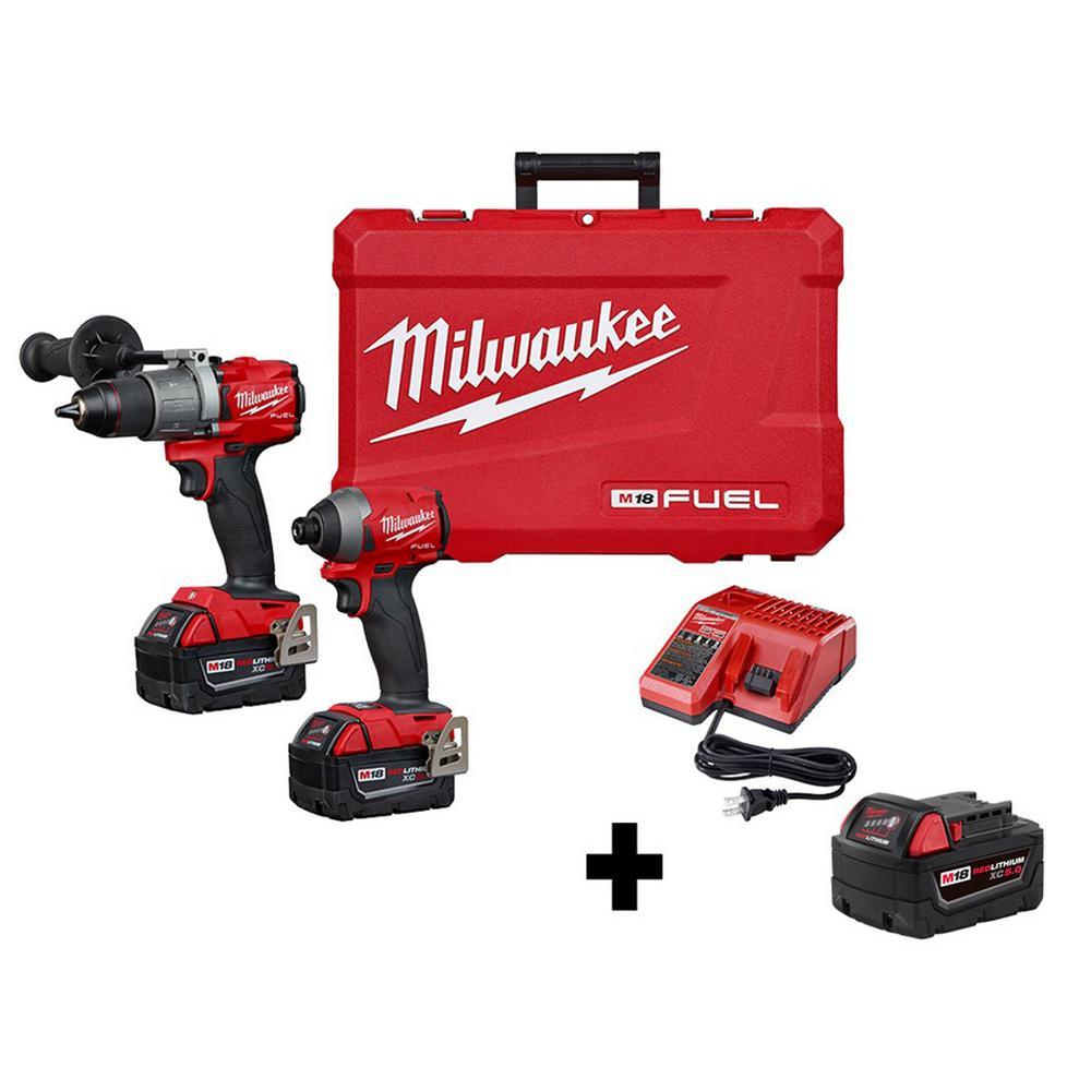 M18 FUEL 18-Volt Lithium-Ion Brushless Cordless Hammer Drill and Impact Driver Combo Kit (2-Tool) with Free HACKZALL - Super Arbor