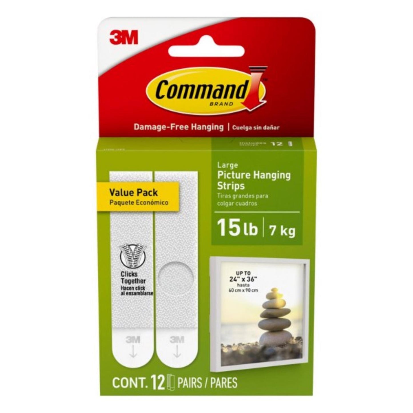 3M Command White Large Picture Hanging Strips, 16 lb Hold, 12 Pack