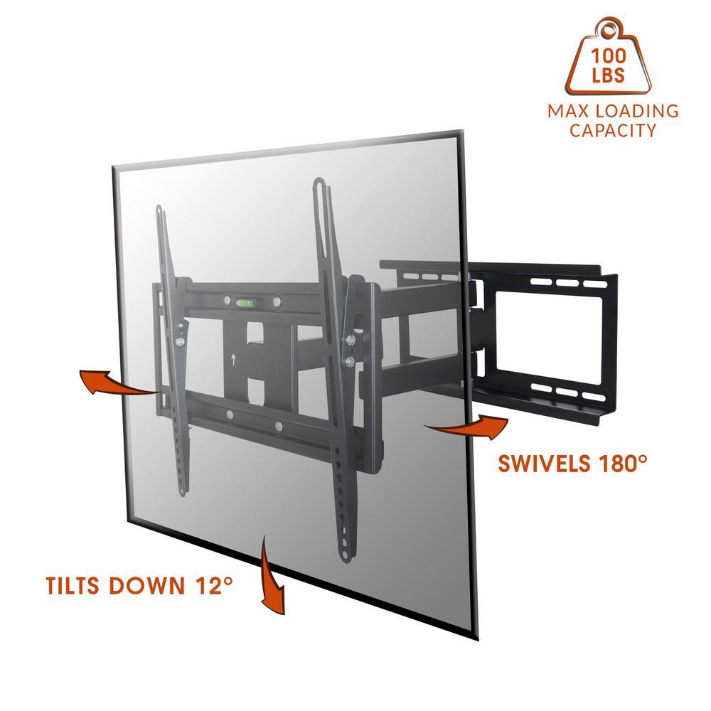 26-55 in. Full Motion Television Wall Mount in Black - Super Arbor