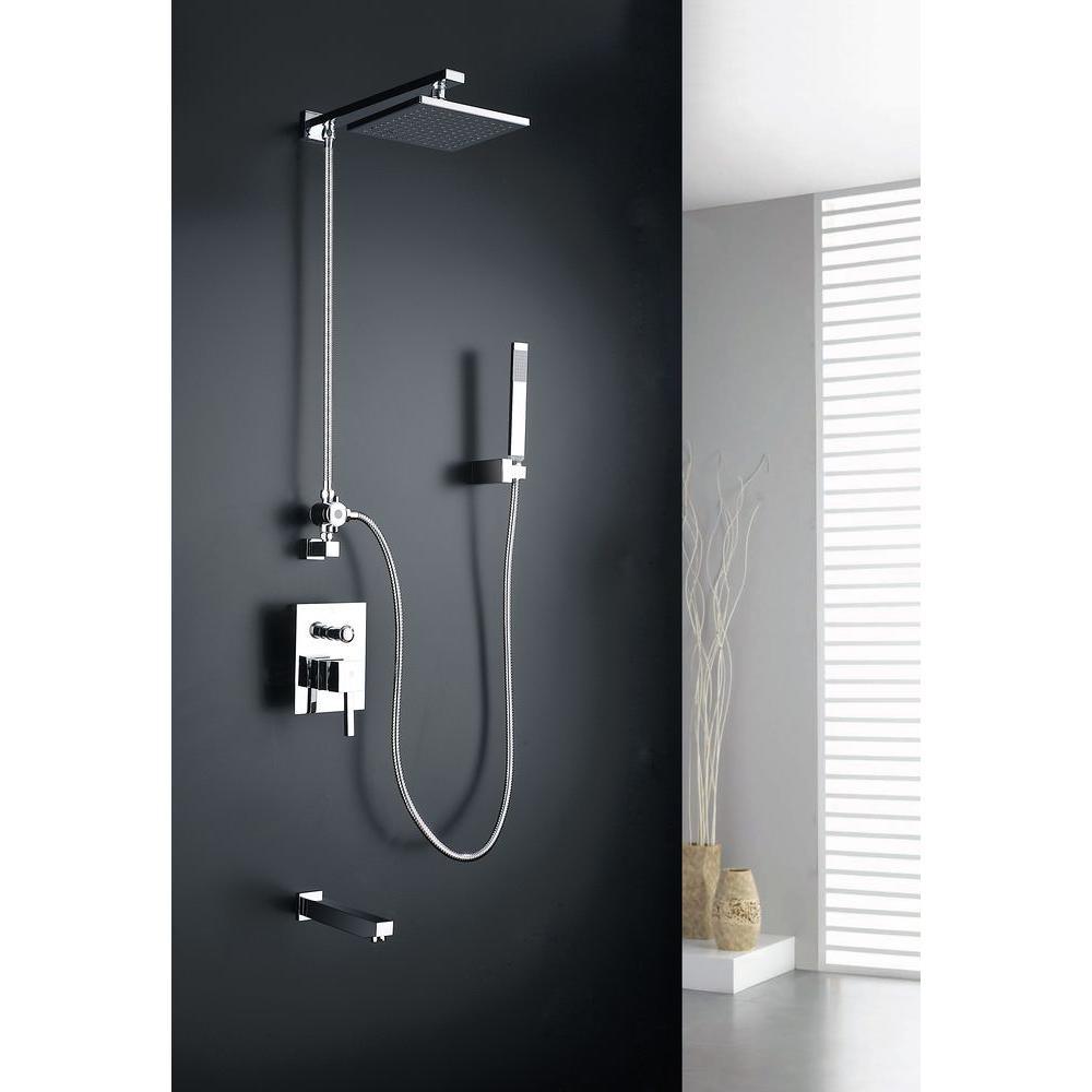 Byne 1-Handle 1-Spray Tub and Shower Faucet with Sprayer Wand in Polished Chrome (Valve Included) - Super Arbor