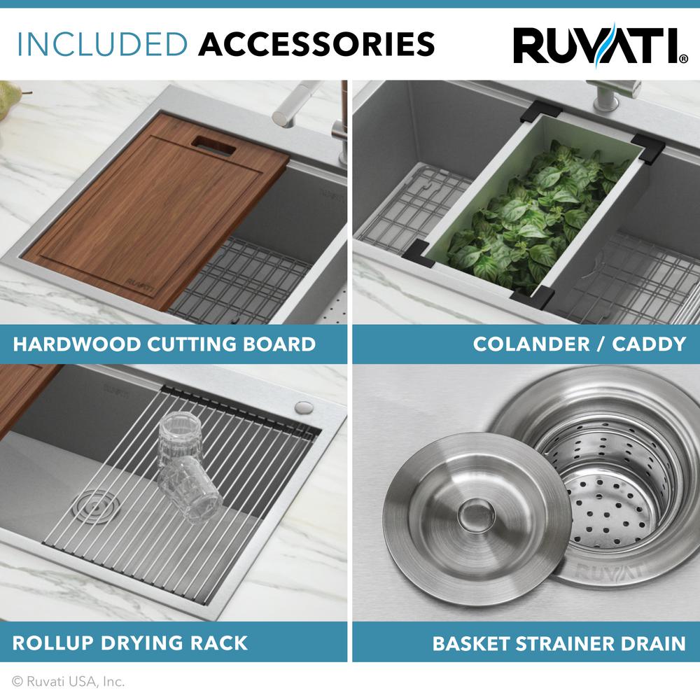 Apron-Front Stainless Steel 33 in. 16-Gauge Workstation Single Bowl Farmhouse Kitchen Sink - Super Arbor