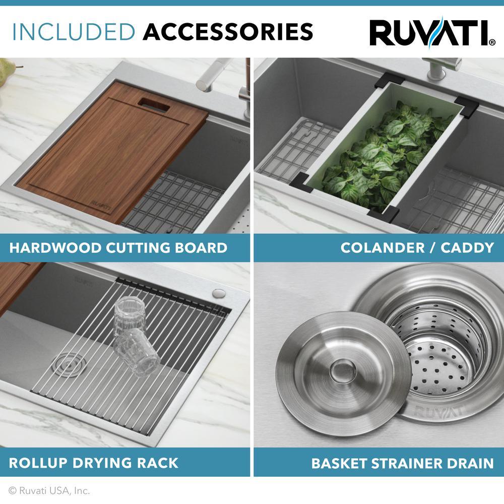 Apron-Front Stainless Steel 36 in. 16-Gauge Workstation Single Bowl Farmhouse Kitchen Sink - Super Arbor