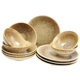 Elite 12-Piece Rustic Ombr Chestnut Earthenware Dinnerware Set (Service for 4)