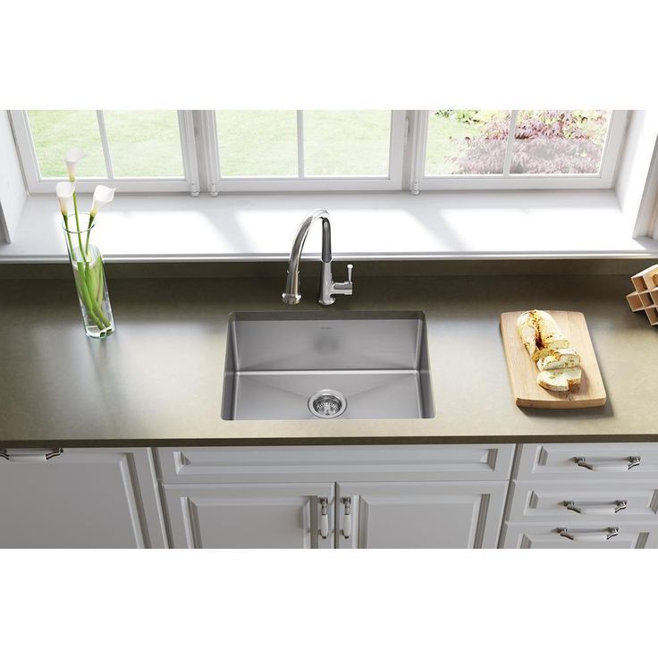 Crosstown Undermount Stainless Steel 24 in. Single Bowl Kitchen Sink with Drain