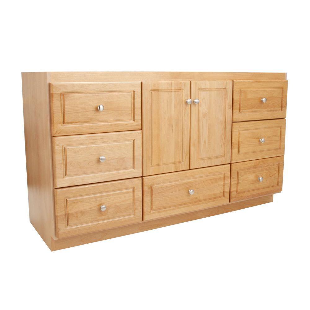 Ultraline 60 in. W x 21 in. D x 34.5 in. H Vanity for Center Basin Cabinet Only in Satin White - Super Arbor