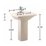 RENOVATORS SUPPLY MANUFACTURING Kinde 21-1/2 in. Height Child Pedestal Bathroom Sink in Biscuit Vessel with Overflow
