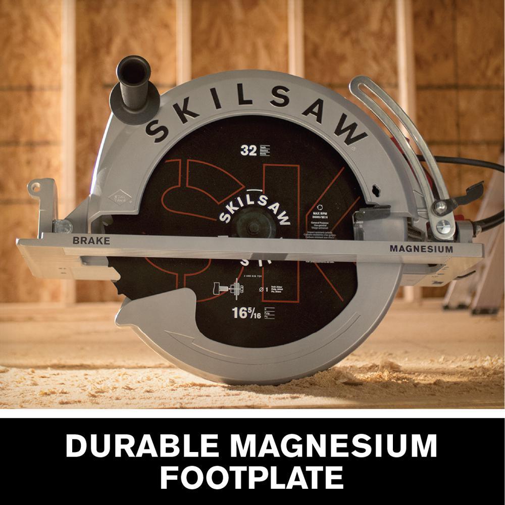 16-5/16 in. 15 Amp Corded Electric Magnesium Worm Drive Circular Saw with 32-Tooth Carbide Blade - Super Arbor