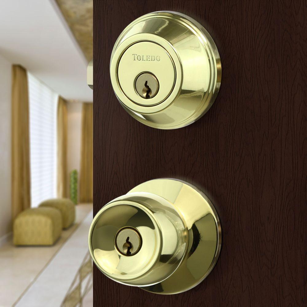 Double Cylinder Polish Brass Combo Deadbolt - Super Arbor