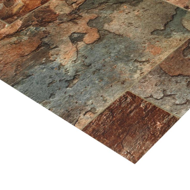 TrafficMASTER Rustic Rectangular Slate Clay Residential Vinyl Sheet, Sold by 12 ft. Wide x Custom Length