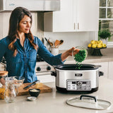 Auto-iQ 6 Qt. Silver Electric Multi-Cooker with Built-In Timer and Programmable Settings