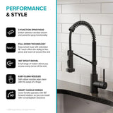 Kraus Bolden Matte Black 1-Handle Deck-Mount Pull-Down Handle Kitchen Faucet