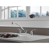 Peerless Chrome 2-Handle Deck-Mount Low-Arc Handle Kitchen Faucet (Deck Plate Included)