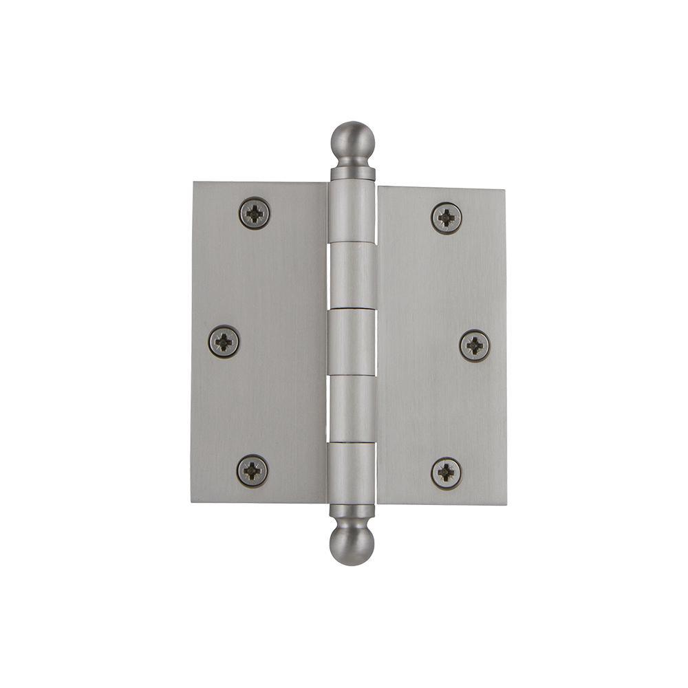 Nostalgic Warehouse 3.5 in. Antique Pewter Ball Tip Residential Hinge with 5/8 in. Radius Corners - Super Arbor