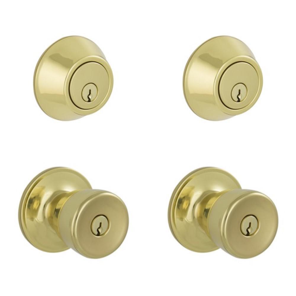 Brill Keyed Entry Knob and Stainless Steel Single Cylinder Deadbolt Project Pack - Super Arbor