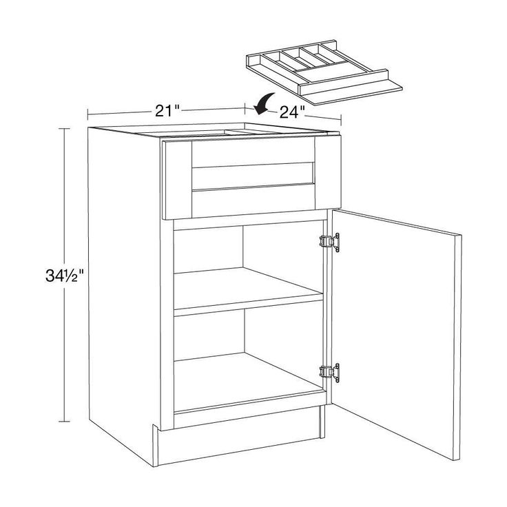 Home Decorators Collection Washington 21 in. W x 24 in. D x 34.5 in. H Vesper White Plywood Shaker Assembled Base Kitchen Cabinet Rt Cutlery Tray