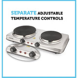 7.3 in. Electric 2-Burner Hot Stainless Plate with Temperature Controls