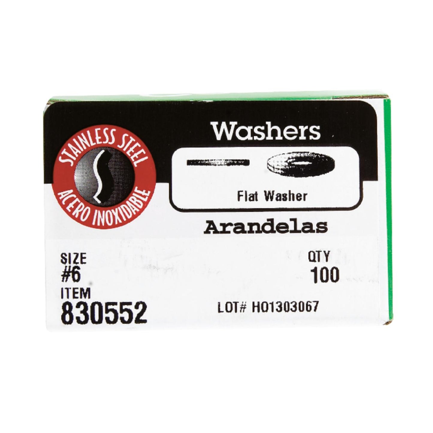 Hillman Stainless Steel .138 in. Flat Washer, Size #6, 100-Pack