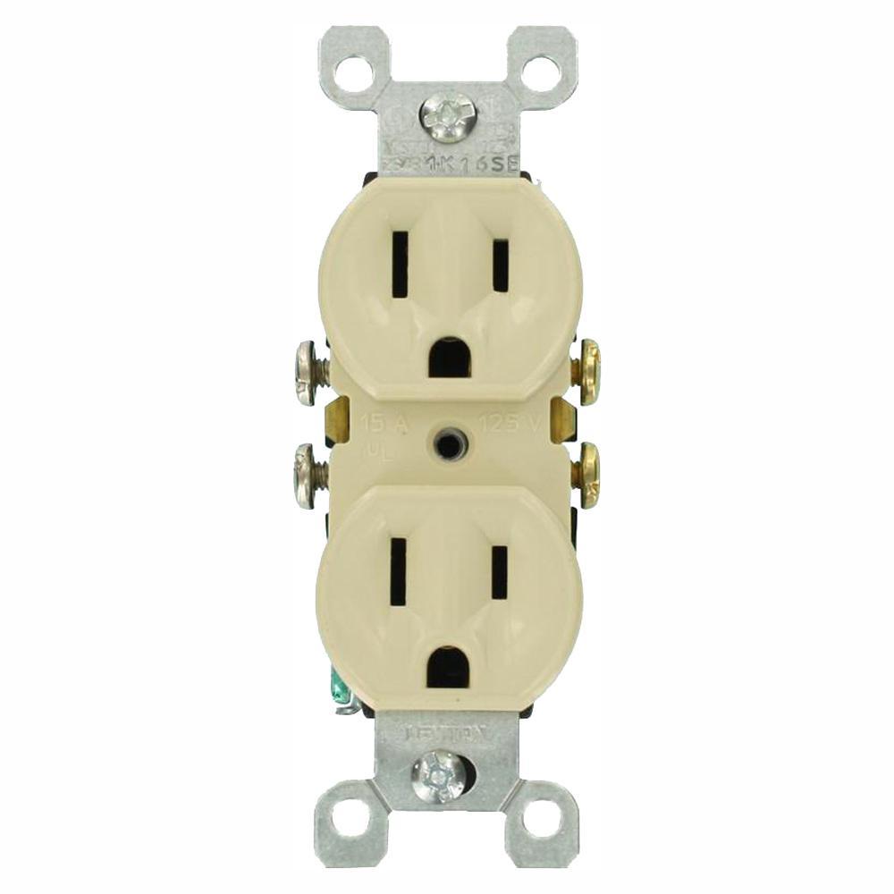 15 Amp Residential Grade Grounding Duplex Outlet, Ivory - Super Arbor