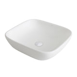 KRAUS Elavo Soft Square Ceramic Vessel Bathroom Sink in White, 18.1 x 16.1 x 5.5 in