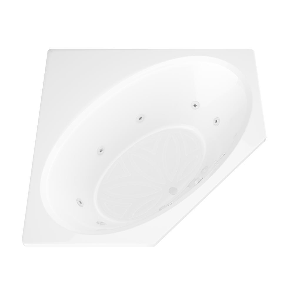Mali 5 ft. Acrylic Corner Drop-in Whirlpool Bath Tub in White - Super Arbor