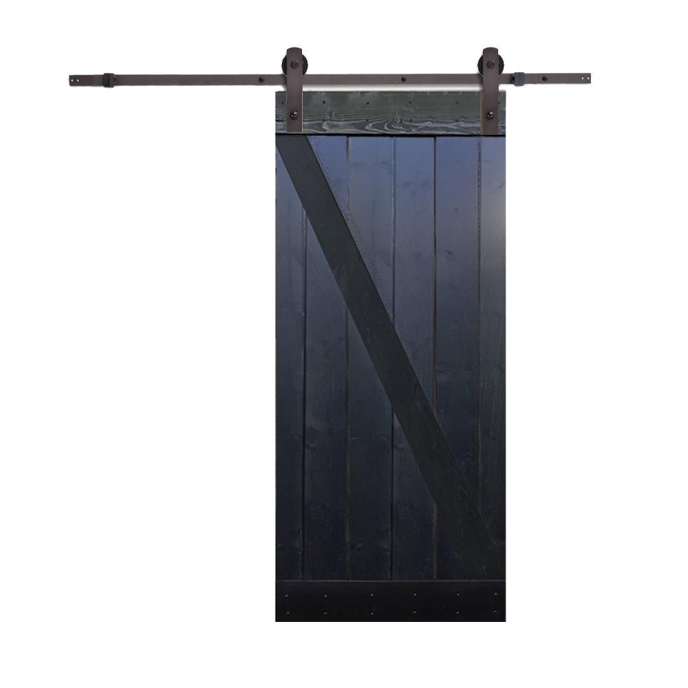 30 in. x 84 in. Z-Bar Wood Sliding Barn Door with Sliding Door Hardware Kit - Super Arbor