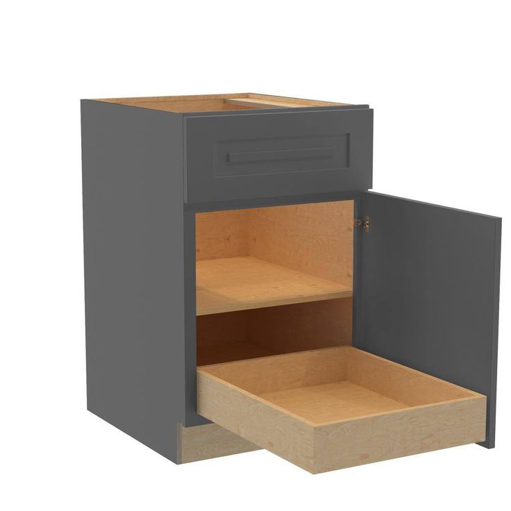 Home Decorators Collection Grayson 21 in. W x 24 in. D x 34.5 in. H Assembled Plywood Base Kitchen Cabinet in Deep Onyx with 1ROT Soft Close RH