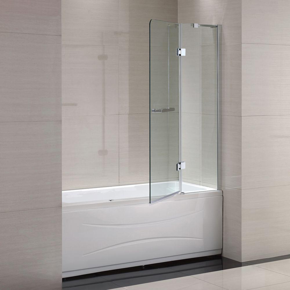 Mia 40 in. x 55 in. Semi-Framed Hinge Tub and Shower Door in Chrome and Clear Glass - Super Arbor