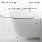 St. Tropez Wall Hung Toilet Bowl 0.8/1.28 GPF Dual Flush Elongated in White - Super Arbor