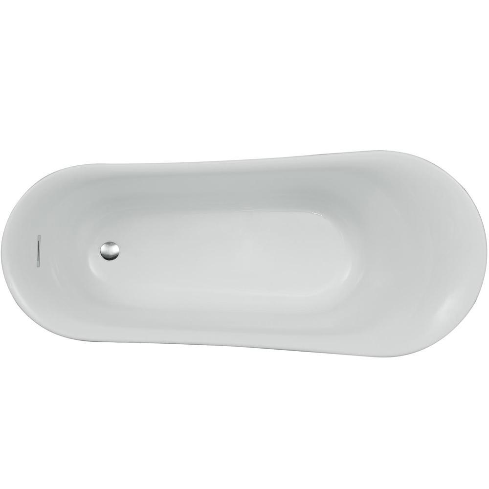 67 in. Acrylic Right Drain Oval Flat Bottom Freestanding Bathtub in White - Super Arbor