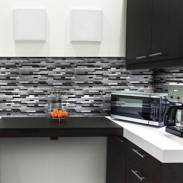 Jeffrey Court Binary Code Gray 11.625 in. x 11.75 in. x 6 mm Interlocking Textured Glass/Stone/Metal Mosaic Tile