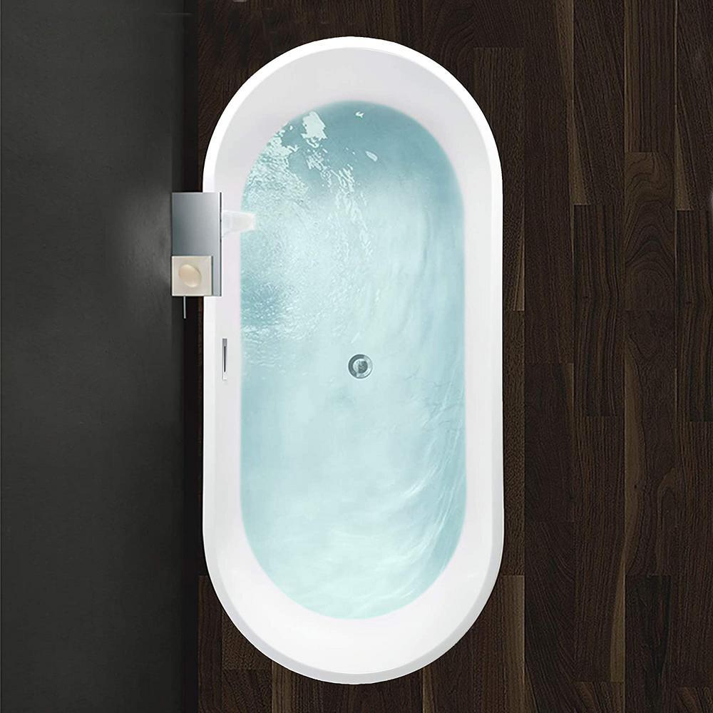 Bordeaux 54 in. Acrylic Flatbottom Freestanding Bathtub in White - Super Arbor