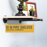 1/2 in. Black Pipe 10 in. L Wall Mounted Shelf Bracket Kit (4-Pack)