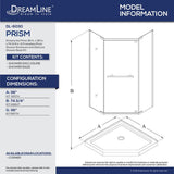 Prism 36 in. x 36 in. x 74.75 in. Semi-Frameless Pivot Neo-Angle Shower Enclosure in Brushed Nickel with White Base - Super Arbor