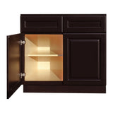 Newport Ready to Assemble 36x34.5x24 in. Base Cabinet with 2 Door and 2 Drawer in Dark Espresso - Super Arbor