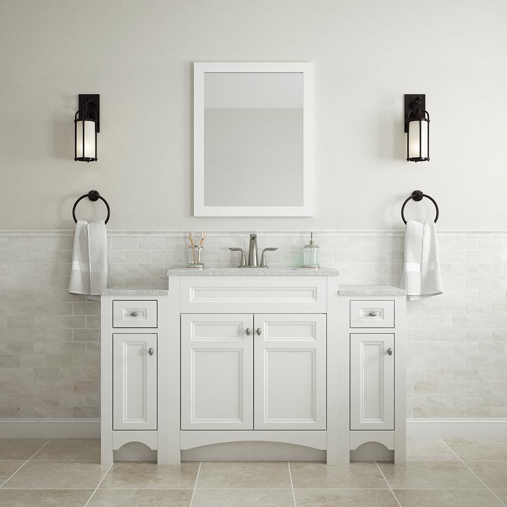 Modular 30-1/2 in. W Bath Vanity in White with Solid Surface Technology Vanity Top in Silver Fox with White Basin - Super Arbor